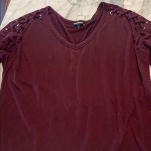 Express burgundy braided v neck top